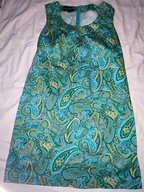 Jones New York Turquoise, Green & Yellow Paisley Midi Dress